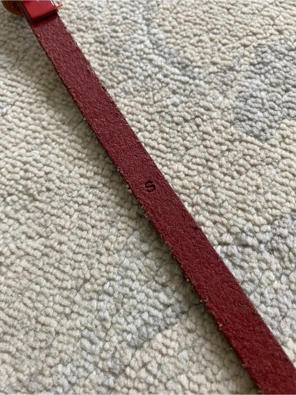 J. Crew Red Studded Leather Skinny Belt Small Gold Hardware - Picture 6 of 8